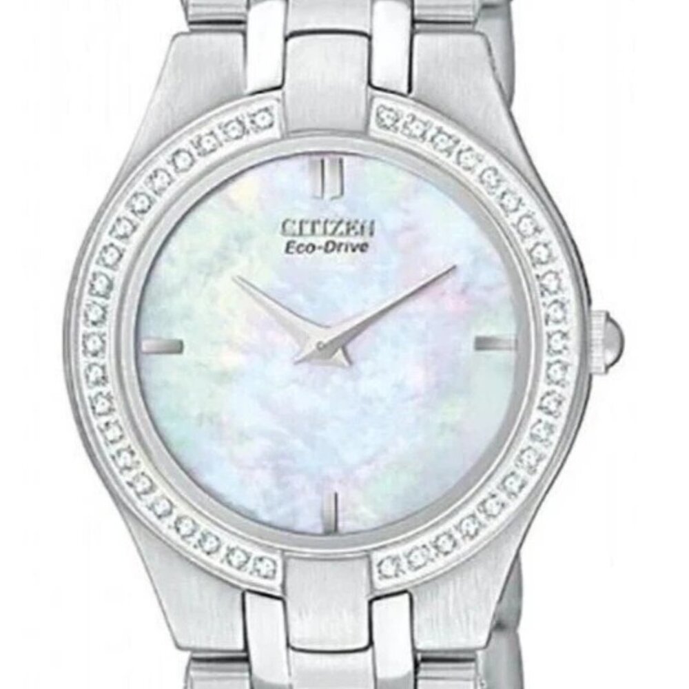 Citizen Stiletto, Eco Drive, Women's Watch, MOP Dial, Genuine Diamond Bezel